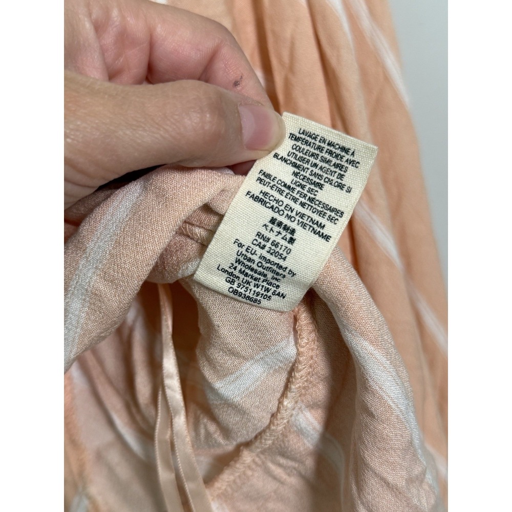 Free People Samifran Shirt Sz S Peach Long Sleeve Ruffle Boho Crop Festival Club - Picture 7 of 10